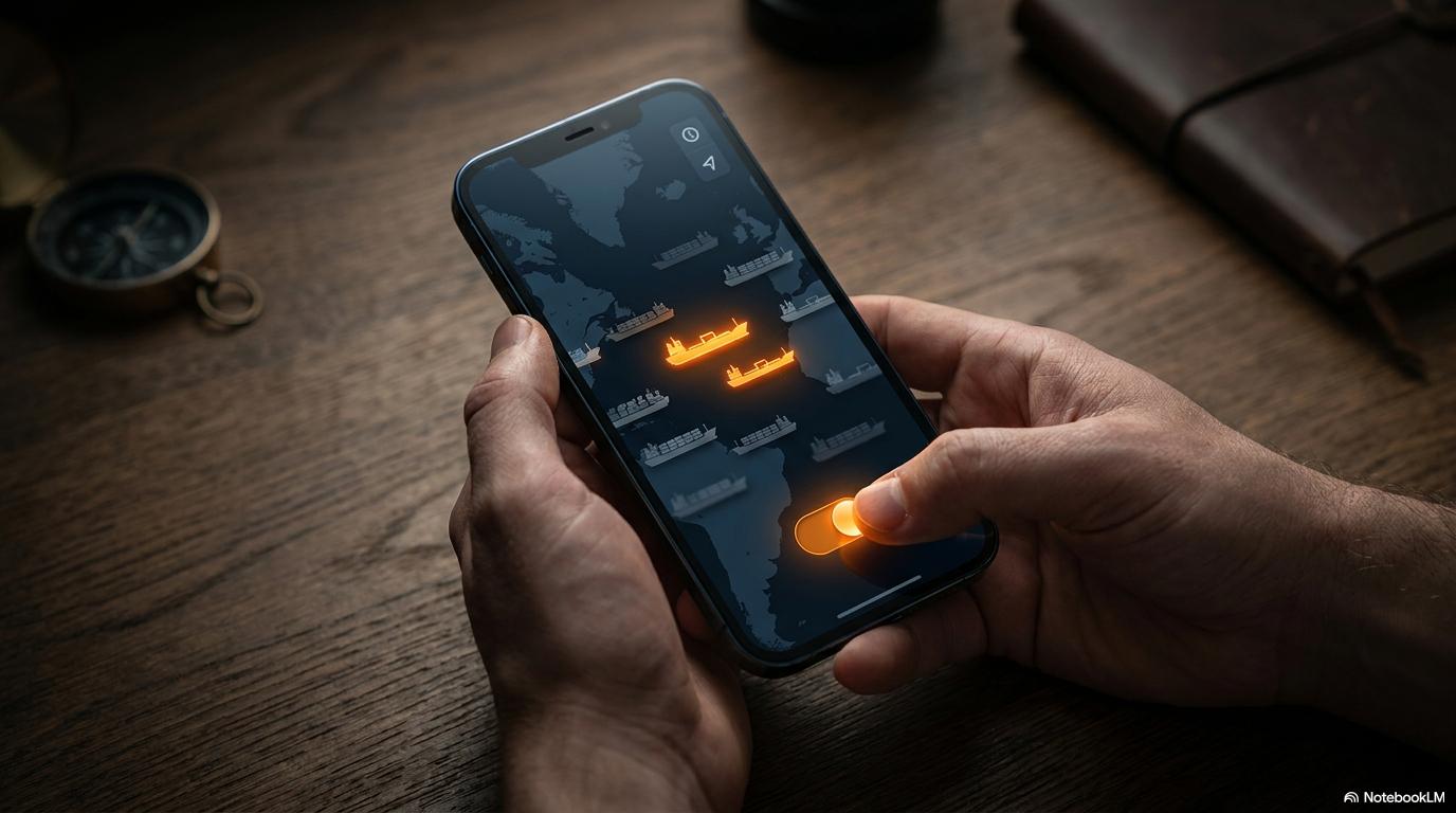 MarineTrafficの操作画面イメージ。船種フィルタを使ってタンカーのみを表示させる手順を表現した画像。